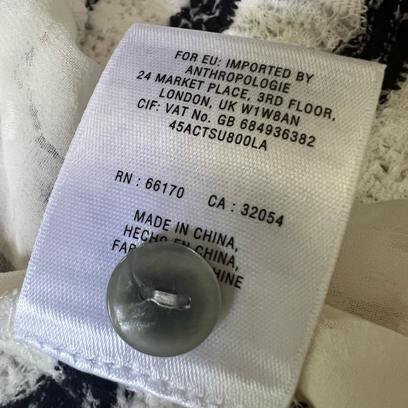 Anthropologie Postmark Bkack and White Striped Lace Cardigan - Picture 5 of 15